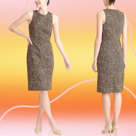 NWT J. Crew Factory ‘Sleeveless Leopard Sheath Dress’ Size 4 - Picture 1 of 16